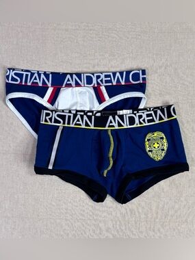 Andrew Christian Mens Underwear Bundle Briefs Trunks Blue Size S 2pc